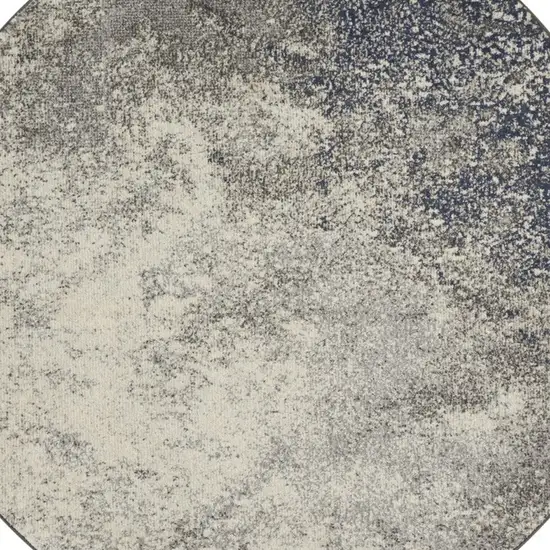 4' Gray And Ivory Abstract Round Rug Photo 3