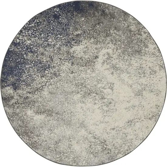 4' Gray And Ivory Abstract Round Rug Photo 2