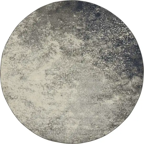 8' Gray And Ivory Abstract Round Rug Photo 3