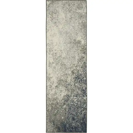 6' Gray And Ivory Abstract Runner Rug Photo 1