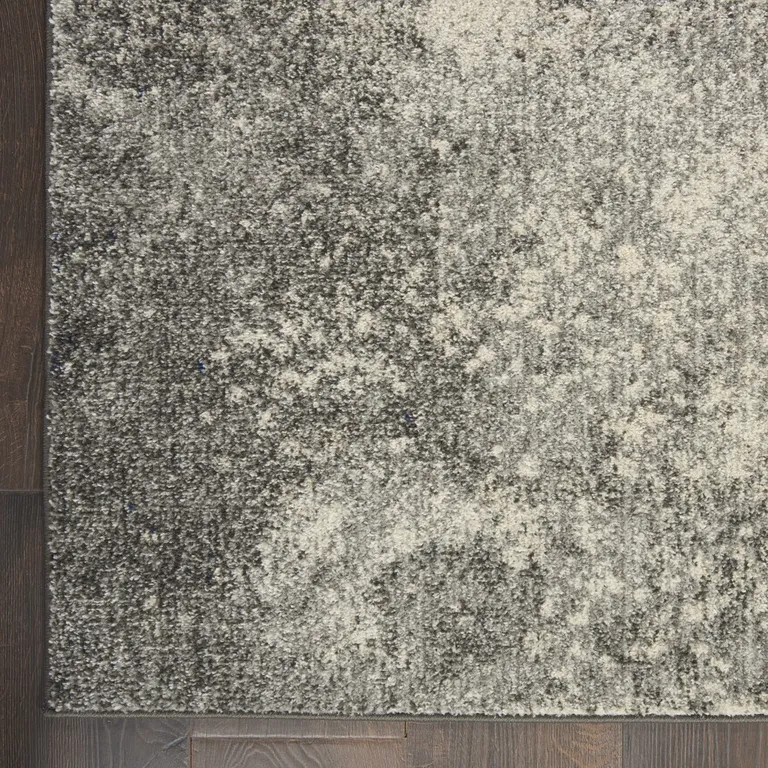 Charcoal and Ivory Abstract Runner Rug Photo 2