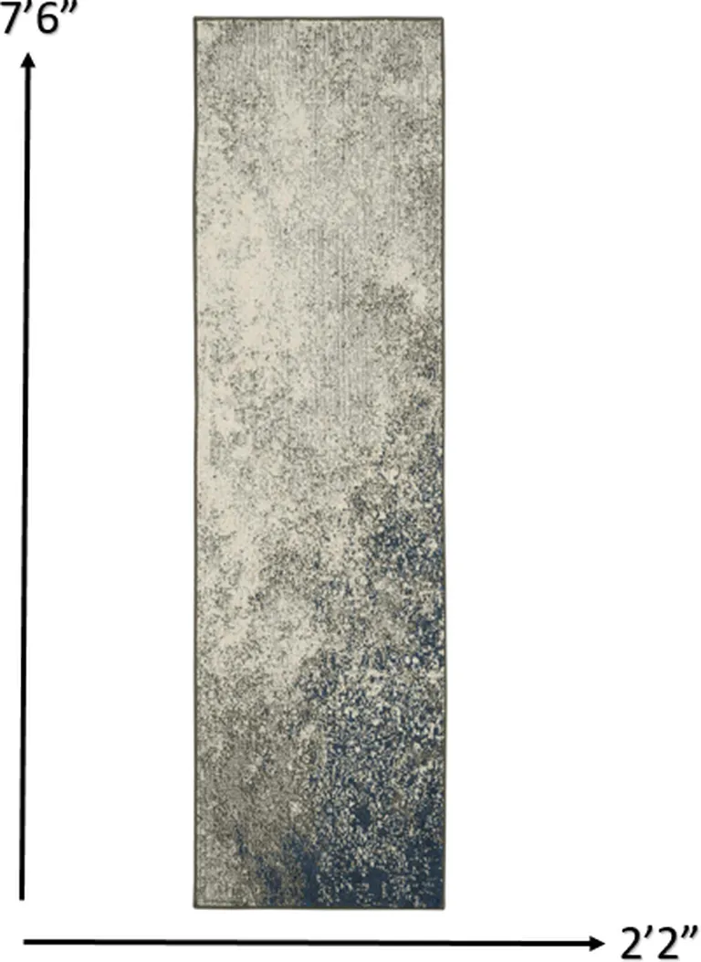 Charcoal and Ivory Abstract Runner Rug Photo 4