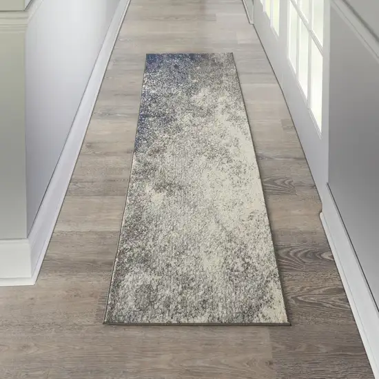 Charcoal and Ivory Abstract Runner Rug Photo 5