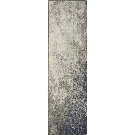 Charcoal and Ivory Abstract Runner Rug Photo 1