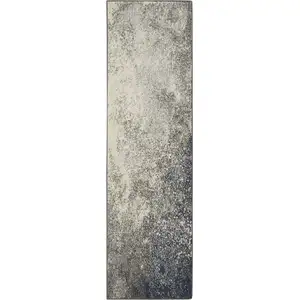 Photo of Charcoal and Ivory Abstract Runner Rug