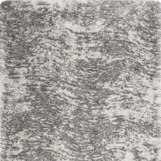 Charcoal and Ivory Abstract Shag Area Rug Photo 6