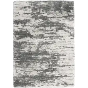 Photo of Charcoal and Ivory Abstract Shag Area Rug