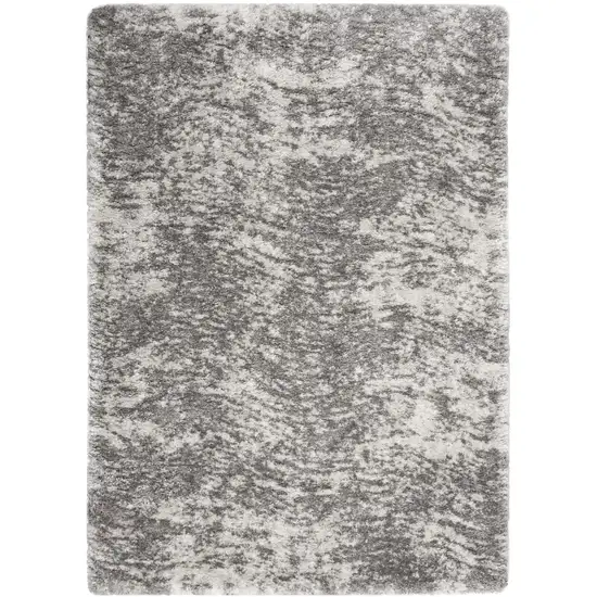 Charcoal and Ivory Abstract Shag Area Rug Photo 2