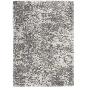 Photo of Charcoal and Ivory Abstract Shag Area Rug