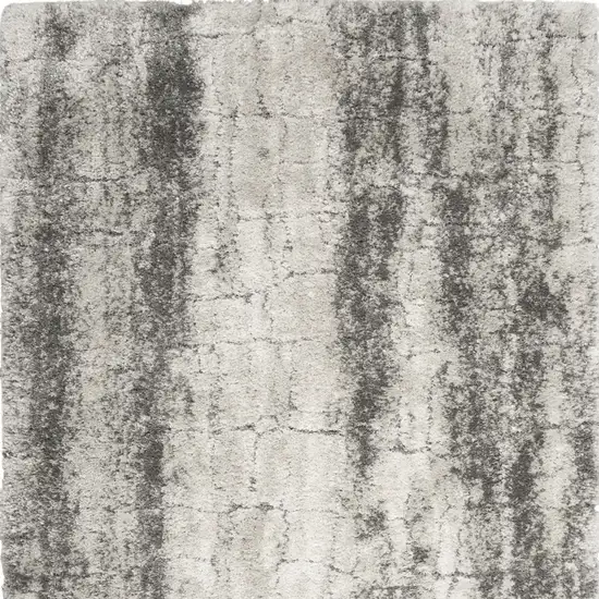 Charcoal and Ivory Abstract Shag Area Rug Photo 5