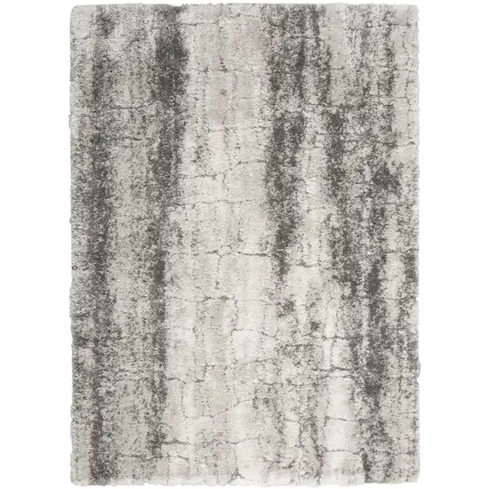 Charcoal and Ivory Abstract Shag Area Rug Photo 2