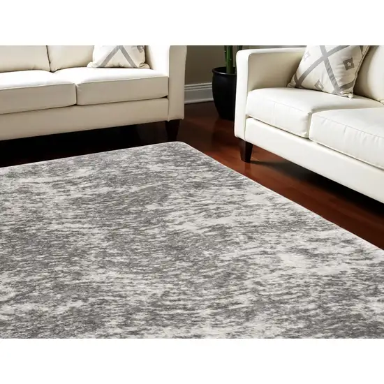 Charcoal and Ivory Abstract Shag Area Rug Photo 1