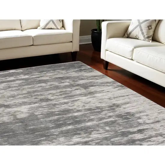 Charcoal and Ivory Abstract Shag Area Rug Photo 1