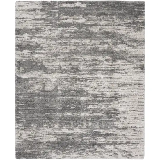 Charcoal and Ivory Abstract Shag Area Rug Photo 2