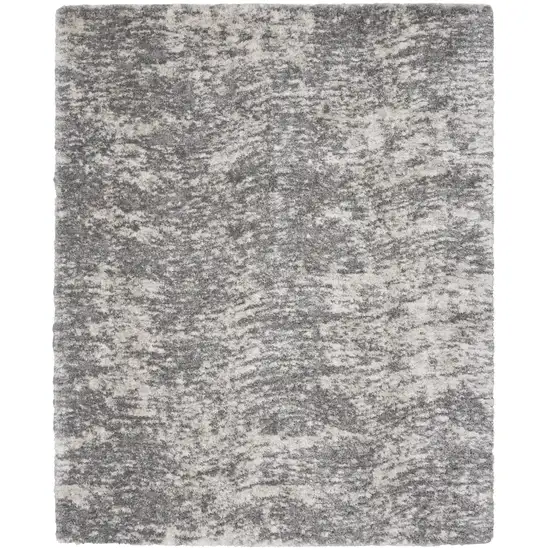 Charcoal and Ivory Abstract Shag Area Rug Photo 2