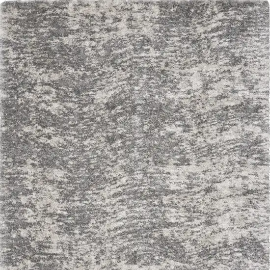 Charcoal and Ivory Abstract Shag Area Rug Photo 4