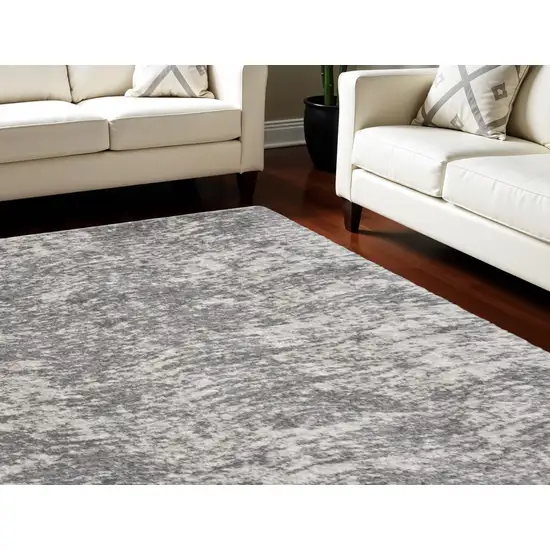 Charcoal and Ivory Abstract Shag Area Rug Photo 1