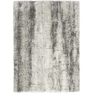 Photo of Charcoal and Ivory Abstract Shag Area Rug