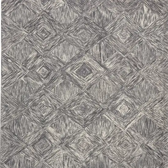 Charcoal and Ivory Wool Geometric Area Rug Photo 5