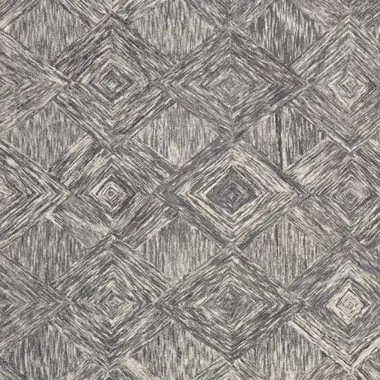 Charcoal and Ivory Wool Geometric Area Rug Photo 4