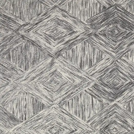 Charcoal and Ivory Wool Geometric Area Rug Photo 4