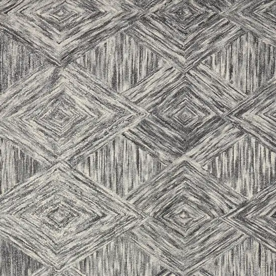 Charcoal and Ivory Wool Geometric Area Rug Photo 4