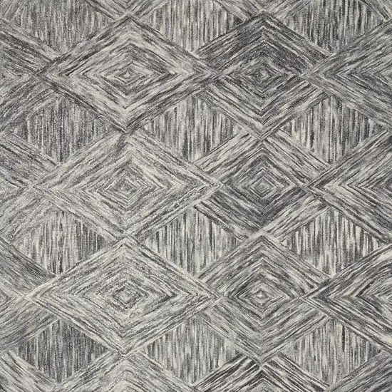 Charcoal and Ivory Wool Geometric Area Rug Photo 5