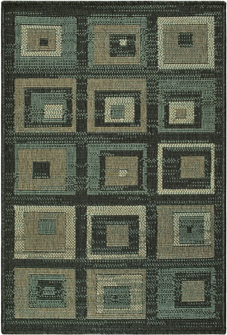 Checkered Stain Resistant Area Rug Photo 1