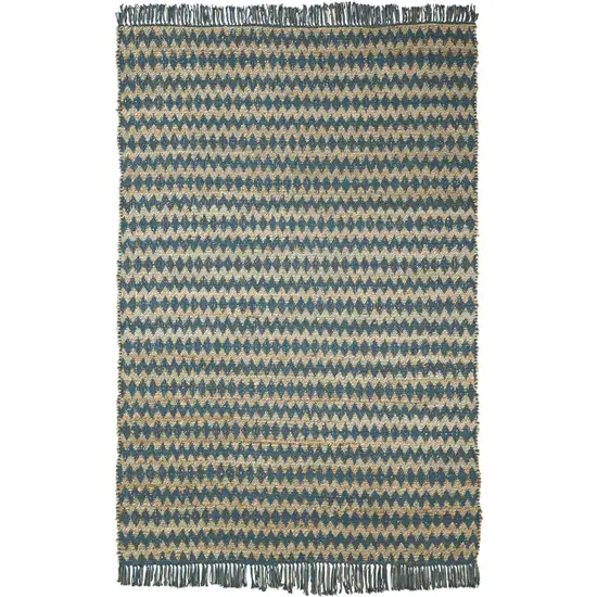 Chevron Hand Woven Stain Resistant Area Rug With Fringe Photo 1