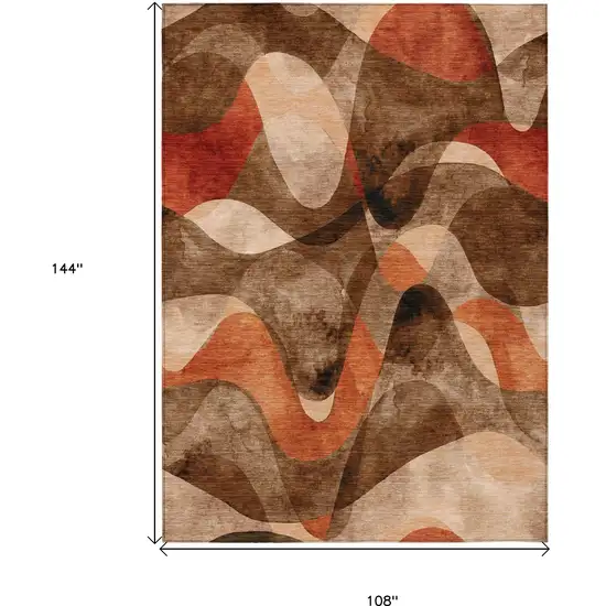 Chocolate Abstract Washable Non Skid Indoor Outdoor Area Rug Photo 3