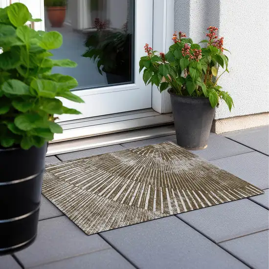 Chocolate Abstract Washable Non Skid Indoor Outdoor Area Rug Photo 9