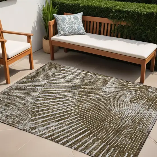 Chocolate Abstract Washable Non Skid Indoor Outdoor Area Rug Photo 1