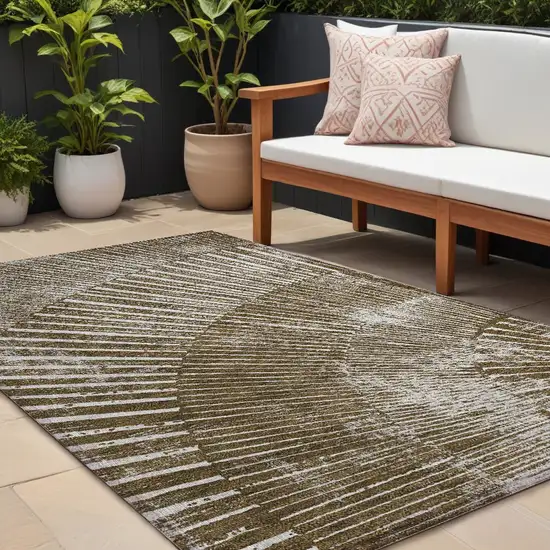 Chocolate Abstract Washable Non Skid Indoor Outdoor Area Rug Photo 1