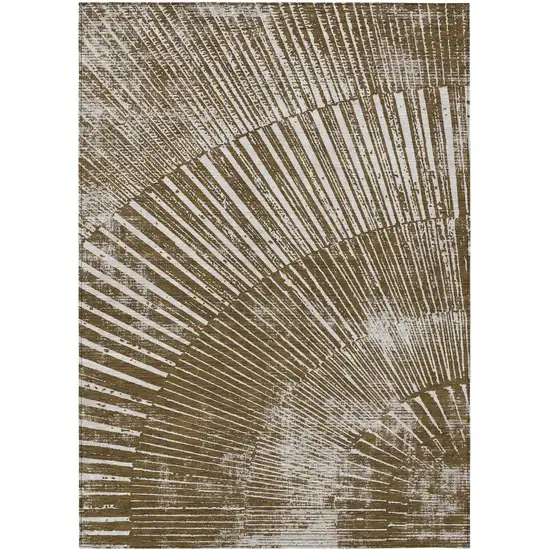 Chocolate Abstract Washable Non Skid Indoor Outdoor Area Rug Photo 2