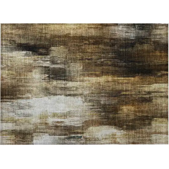 Chocolate Abstract Washable Non Skid Indoor Outdoor Area Rug Photo 5