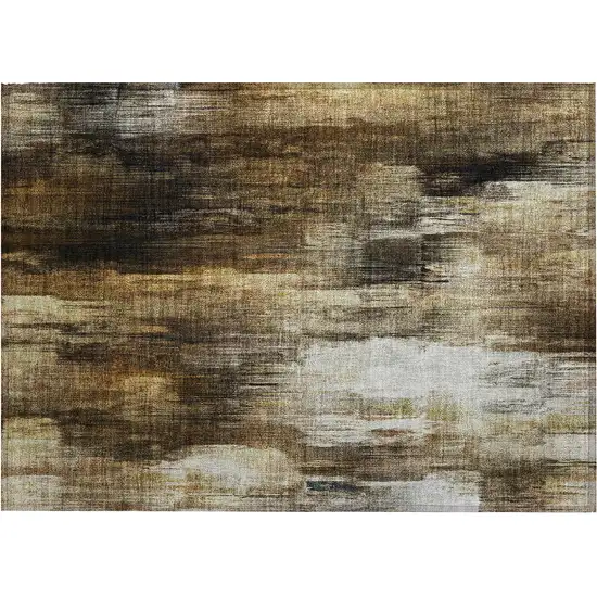 Chocolate Abstract Washable Non Skid Indoor Outdoor Area Rug Photo 2