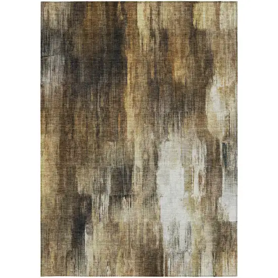 Chocolate Abstract Washable Non Skid Indoor Outdoor Area Rug Photo 5