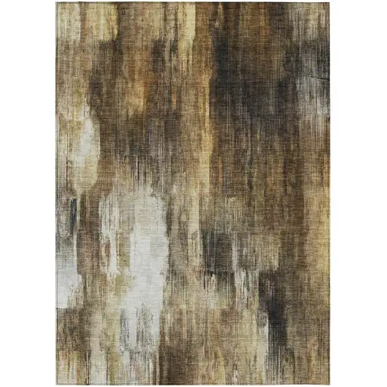 Chocolate Abstract Washable Non Skid Indoor Outdoor Area Rug Photo 2