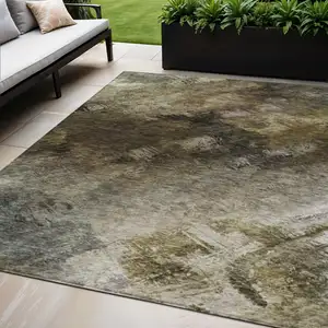 Photo of Chocolate Abstract Washable Non Skid Indoor Outdoor Area Rug