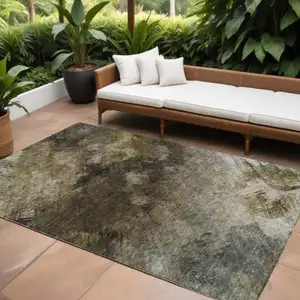 Photo of Chocolate Abstract Washable Non Skid Indoor Outdoor Area Rug