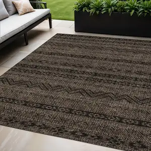 Photo of Chocolate And Brown Southwestern Washable Indoor Outdoor Area Rug