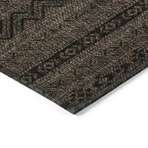 Photo of Chocolate And Brown Southwestern Washable Indoor Outdoor Area Rug