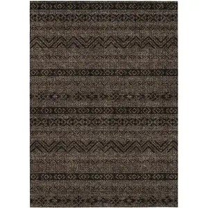 Photo of Chocolate And Brown Southwestern Washable Indoor Outdoor Area Rug