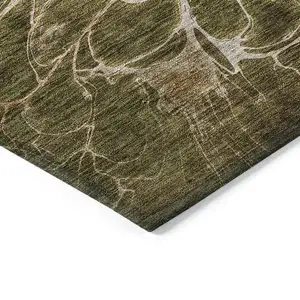 Photo of Chocolate And Gray Abstract Washable Indoor Outdoor Area Rug