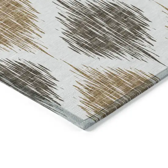 Chocolate And Ivory Ikat Washable Indoor Outdoor Area Rug Photo 4