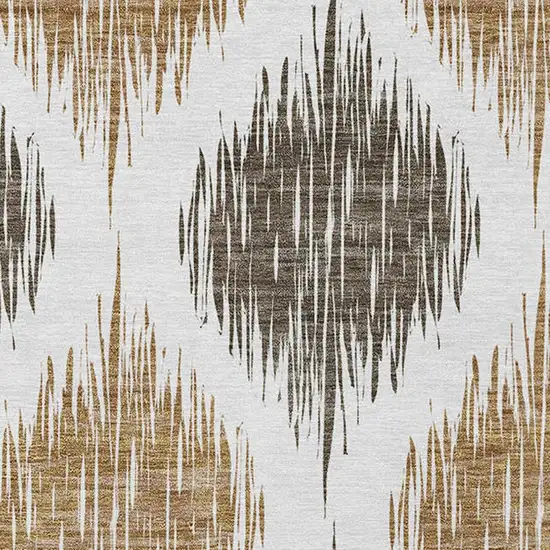 Chocolate And Ivory Ikat Washable Indoor Outdoor Area Rug Photo 6