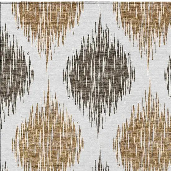 Chocolate And Ivory Ikat Washable Indoor Outdoor Area Rug Photo 8