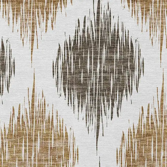 Chocolate And Ivory Ikat Washable Indoor Outdoor Area Rug Photo 6