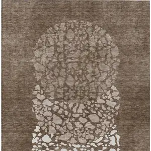 Photo of Chocolate And Taupe Abstract Washable Indoor Outdoor Area Rug