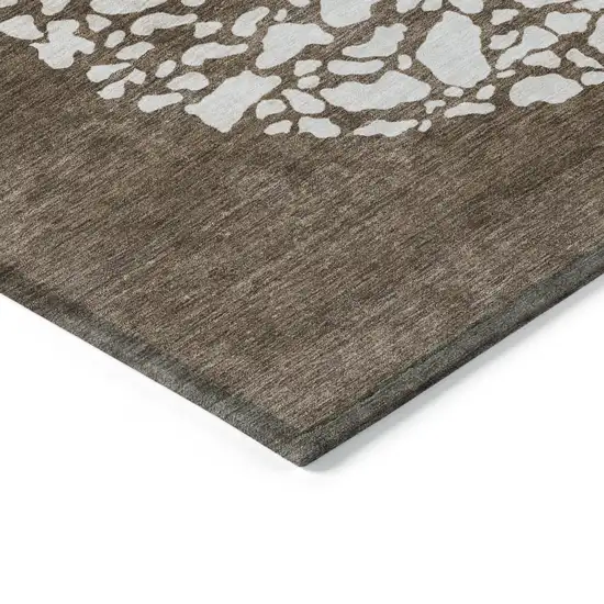 Chocolate And Taupe Abstract Washable Indoor Outdoor Area Rug Photo 5